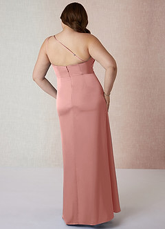 Azazie Mika Bridesmaid Dresses Rosette Sheath One Shoulder Stretch Satin Dress image9