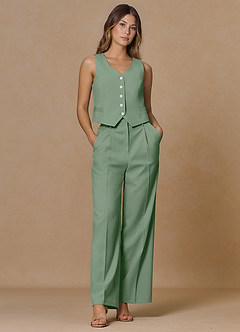 front Rowan Matcha Refined Weave Performance pants