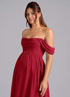 Azazie Saige Brautjungfernkleider für Schwangere A-Linie Plissee Chiffon Bodenlänge Kleid image6