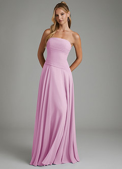Azazie Layla Bridesmaid Dresses Candy Pink A-Line Strapless Chiffon Dress image3