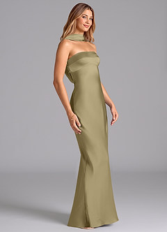 Azazie Lusinda Bridesmaid Dresses Moss Green Mermaid Strapless Stretch Satin Dress image6