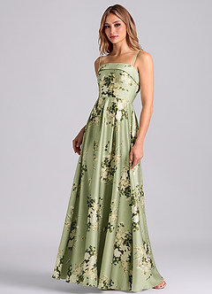 Azazie Lucienne Vestidos de madrinha de casamento Vestido Vinhas Florais de Cetim elástico de Linha A com Sem alças image5