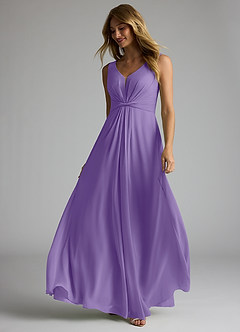 Azazie Gina Bridesmaid Dresses Tahiti A-Line V-Neck Pleated Chiffon Dress image2
