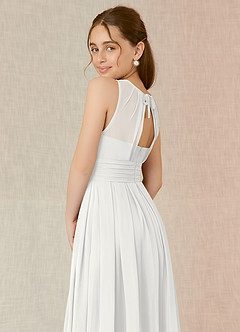 Azazie Bibiane Junior White A-Line Pleated Chiffon Dress image8