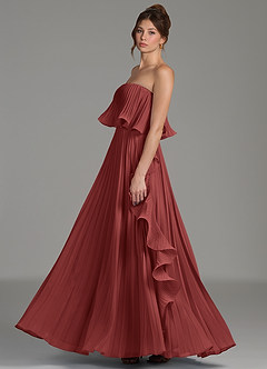 Azazie Alexia Bridesmaid Dresses Terracotta A-Line Ruched Chiffon Dress image5