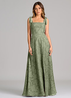 Azazie Debra Bridesmaid Dresses Pistachio A-Line with Pockets Floral Burnout Dress image4