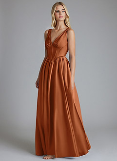 Azazie Delmie Brudtärnklänningar Klä av A-Linje i Stretch Satin Korsett Koppar image4