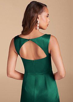 Azazie Flori Brautjungfernkleider Etui Seitliche Cut-Outs Metallischer Satin Kleid Smaragd image6