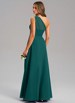 Azazie Phaedra Bridesmaid Dresses Peacock A-Line One Shoulder Chiffon Dress image7