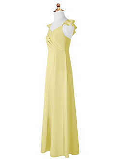Azazie Amada Junior Agave A-Line Ruched Chiffon Dress image7