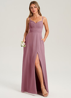 Azazie Terese Bridesmaid Dresses Vintage Mauve A-Line Pleated Chiffon Dress image1