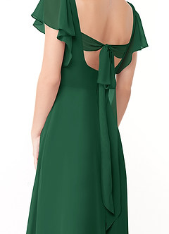 Azazie Syenna Robes de demoiselle d'honneur Robe Trapèze en Mousseline de soie Rayé Vert Foncé image3