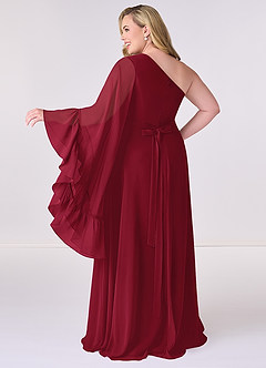 Barbie ♥ Azazie Bridesmaid Dresses Burgundy A-Line Long Sleeve Chiffon Dress image8