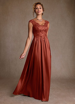 Azazie Amethyst Moeder van de bruid jurken A-Lijn Jurk van Kant Terracotta image3