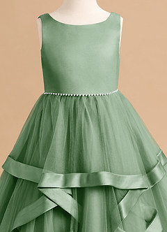 Azazie Posy Flower Girl Dresses Matcha A-Line Beaded Tulle Dress image5