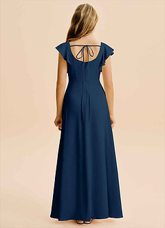 Azazie Bondi Junior Linia A Rozcięcie z boku Satyna elastyczna Długość podłogi Młodsza druhna Sukienka image2