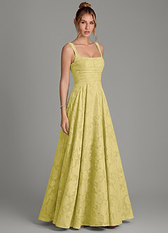 Azazie Azaria Bridesmaid Dresses Canary A-Line Corset Floral Burnout Dress image4