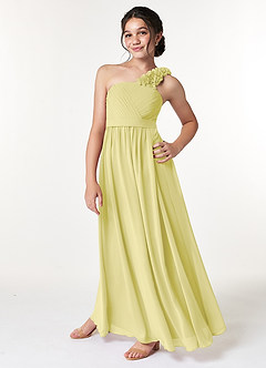 Azazie Flower Junior Agave A-Line Pleated Chiffon Dress image5