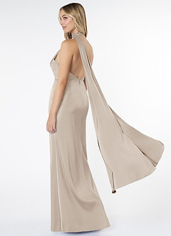 Azazie Kaylani Bridesmaid Dresses Frost Mermaid High Neck Stretch Satin Dress image4