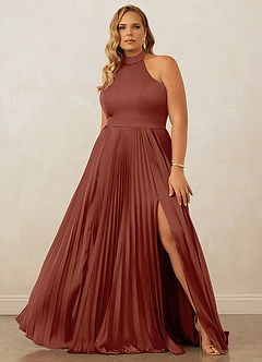 Christian Siriano Bridal for Azazie 1007 Bridesmaid Dresses Auburn A-Line Pleated Stretch Satin Dress image8