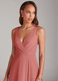 Azazie Nelly At-home Try On Dresses Agave A-Line Pleated Chiffon Dress image6