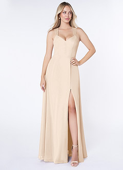 Azazie Jane Bridesmaid Dresses White Alabaster A-Line V-Neck Pleated Chiffon Dress image1