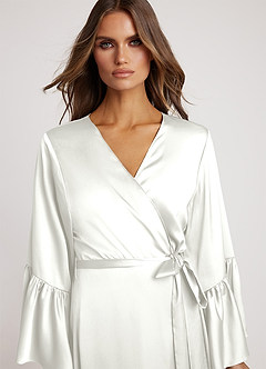 front Long Bridal Ruffle Robe
