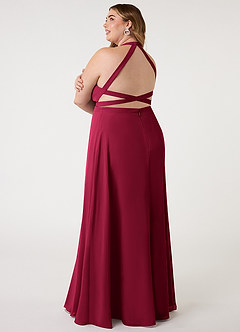 Azazie Clarice Bridesmaid Dresses Burgundy A-Line Halter Chiffon Dress image12