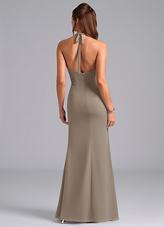 Azazie Valerie Bridesmaid Dresses Taupe Mermaid Pleated Chiffon Dress image6