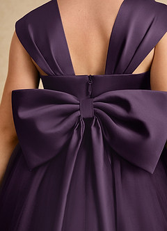 Azazie Chickadee Blumenmädchenkleider Ballkleid Herzausschnitt Matte Satin Kleid Pflaume image6