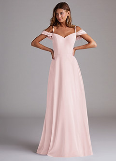 Azazie Marley Bridesmaid Dresses Blushing Pink A-Line Off the Shoulder Chiffon Convertible Dress image4