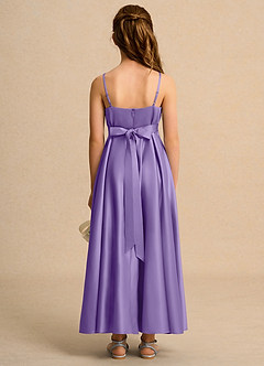 Azazie Pebbles Junior Formal Flower Girl Klänningar Klä A-Line i Matt satäng Plisserad image3