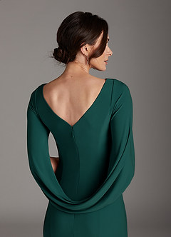 Azazie Bellona Mother of the Bride Dresses Pine Sheath Boatneck Luxe Knit Dress image5