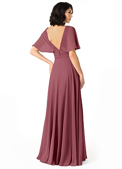 Azazie Pamela Bridesmaid Dresses Desert Rose A-Line V-Neck Pleated Chiffon Dress image2