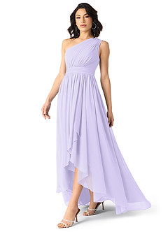 Azazie Mathilda Bridesmaid Dresses Lilac A-Line One Shoulder Chiffon Dress image3