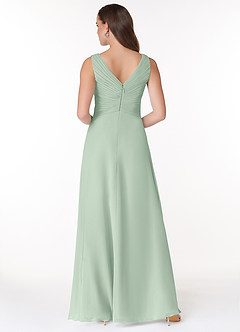 Azazie Flora Kleider zum Anprobieren zu Hause A-Linie Plissee Chiffon Kleid Agave image2