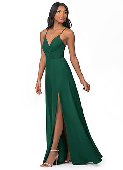 Azazie Everleigh Bridesmaid Dresses Emerald A-Line Sweetheart Pleated Chiffon Dress image6