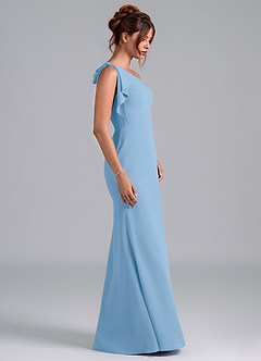 Azazie Rinna Bridesmaid Dresses Powder Blue Mermaid One Shoulder Chiffon Dress image5