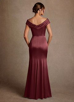 Azazie Aberdeen vestidos de madre de la novia Vestido de Merlot de Satén Elástico de Corte Recto con Plisado image2