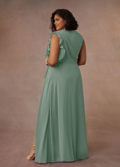 Azazie Narine 신부의 어머니 드레스 A라인 주름진 쉬폰 플로어 길이 드레스 image10