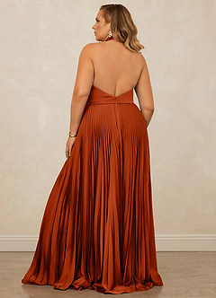 Christian Siriano Bridal for Azazie 1007 Bridesmaid Dresses Paprika A-Line Pleated Stretch Satin Dress image11