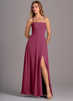 Azazie Carolyn Brautjungfernkleider A-Linie Plissee Chiffon Kleid Maulbeerrot image5