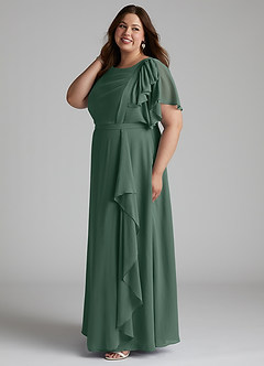 Azazie Aaliyah vestidos de dama de honor modestos Vestido de Corte En A Plisado Scoop Hasta el suelo Gasa image7