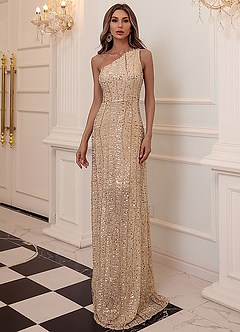 azazie-Missord One Shoulder Sequin Dress