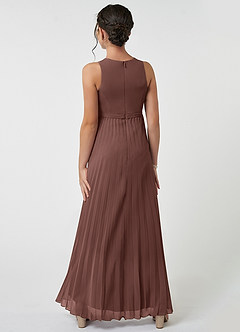 Azazie Lindie Junior Espresso A-Line Pleated Chiffon Dress image2