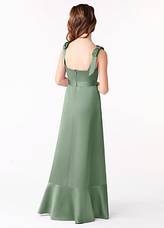 Azazie Barbara Junior Matcha A-Line Bow Stretch Satin Dress image3