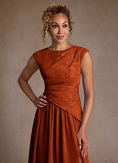 Azazie Kalleen Mother of the Bride Dresses Paprika A-Line Pleated Chiffon Dress image6