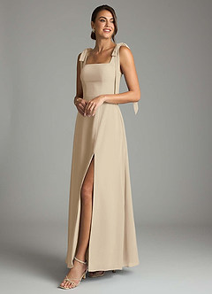 Azazie Debra Bridesmaid Dresses Champagne A-Line with Pockets Chiffon Convertible Dress image8
