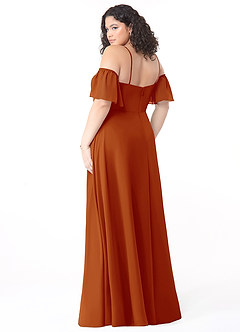 Azazie Sue Robes de demoiselle d'honneur Robe Trapèze Convertible en Mousseline de soie Épaule décolletée Paprika image10