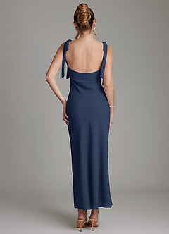 Azazie Luddie Bridesmaid Dresses Dark Navy Mermaid Bow Chiffon Dress image6